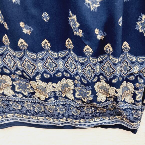 Skirt Maxi ID Distinctions Navy Boho Romantic Bloomcore Coastal Grandma Size 14 - Picture 3 of 11